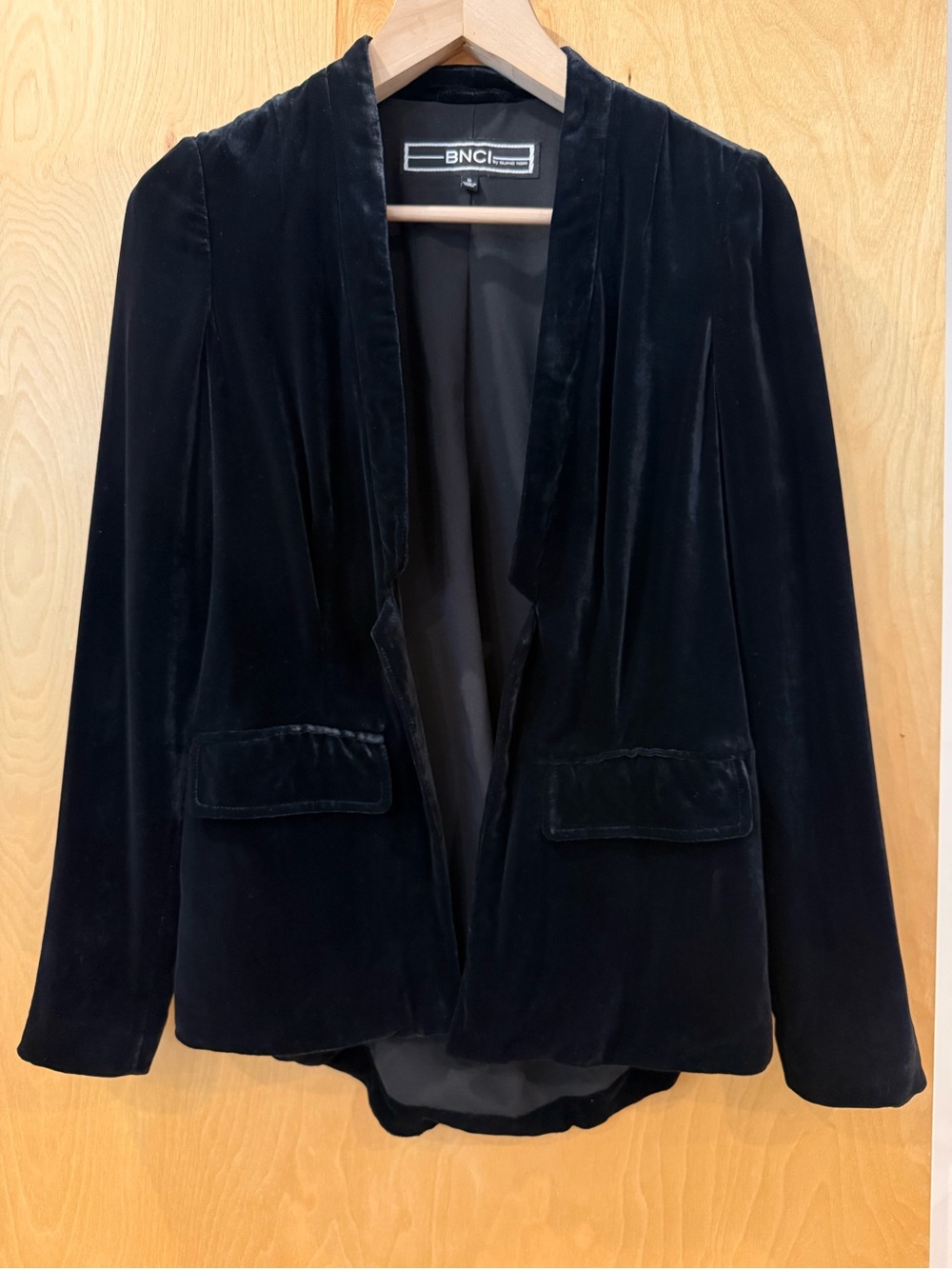 BNCI Velvet Open-Front Blazer Jacket - Black
